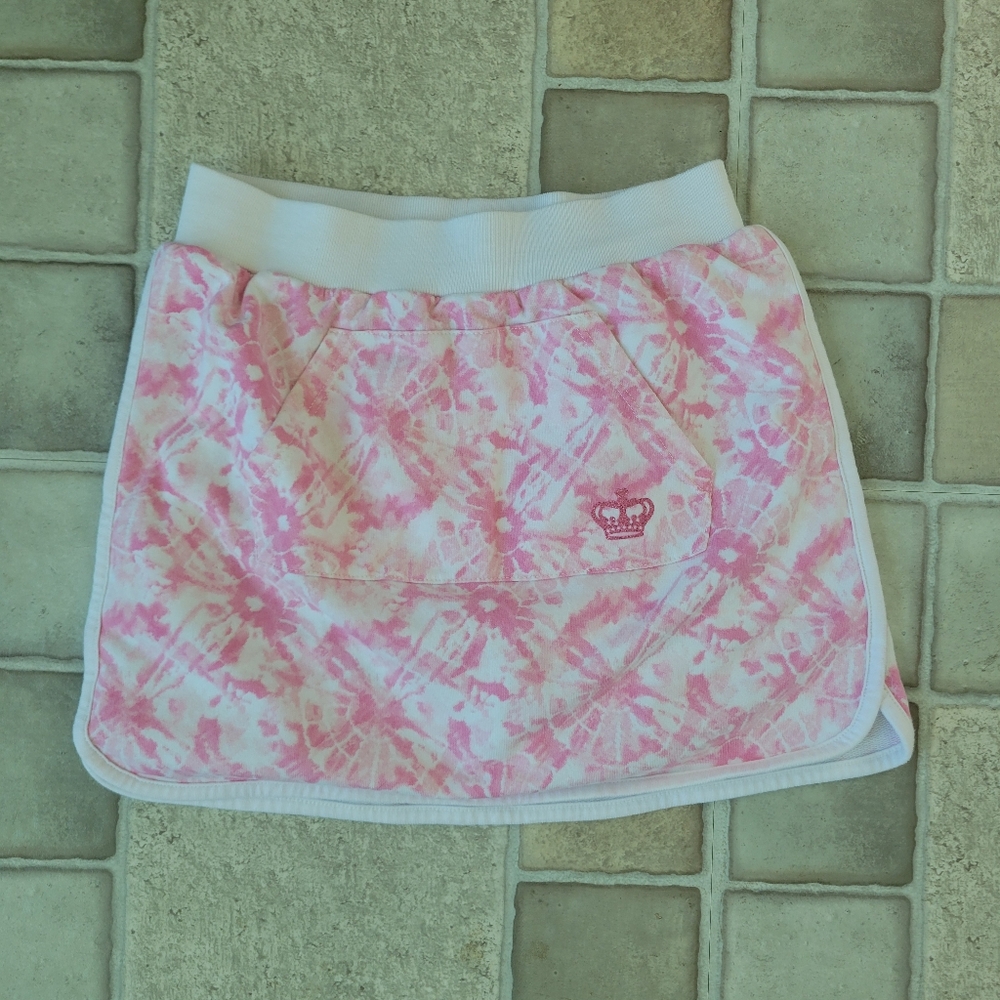 Juicy Coutour Girls Pink and White Tie-Dye Skort Size 12.